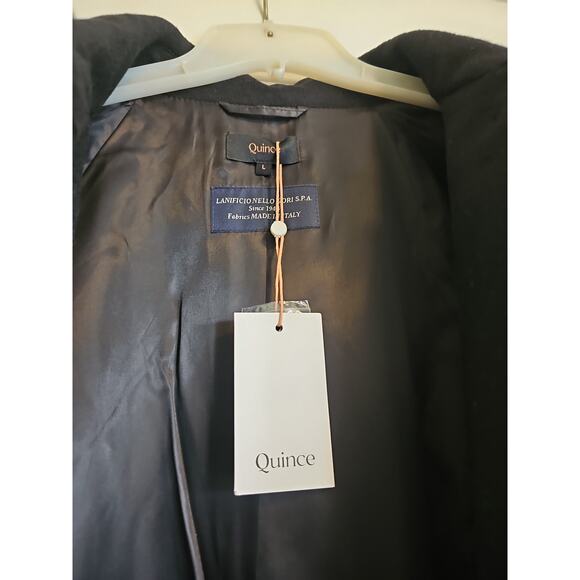 NWT Quince Italian Wool Belted Funnel Neck Coat Womens Large Black - Picture 14 of 16